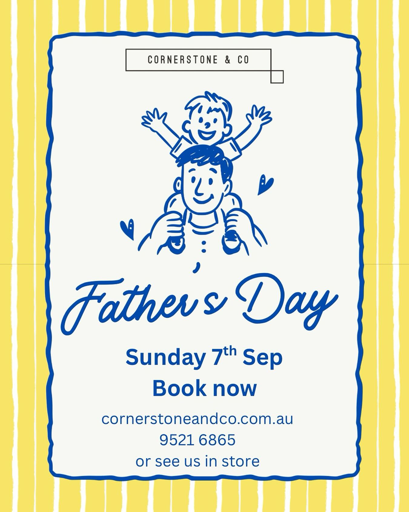 Fatherβs Day is fast approaching! Get your plans sorted early and book a table for breaky, brunch or lunch π