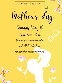 Time to spoil Mum! Get in quick to secure your table for Mother’s Day breaky, brunch or lunch 🌻💕