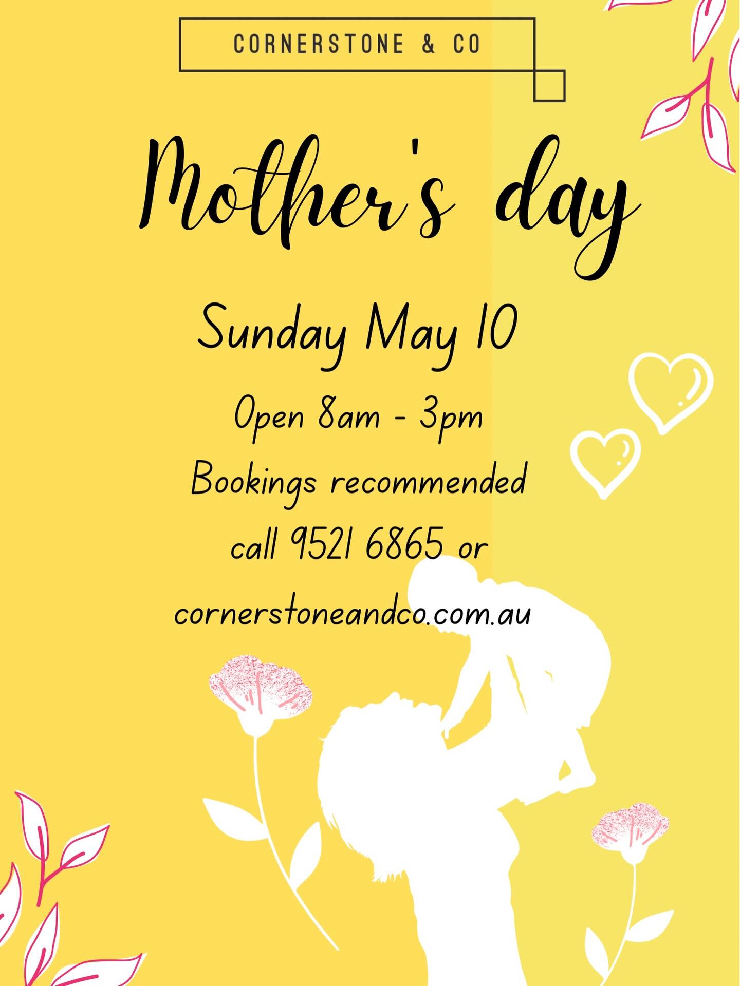 Time to spoil Mum! Get in quick to secure your table for Mother’s Day breaky, brunch or lunch 🌻💕
